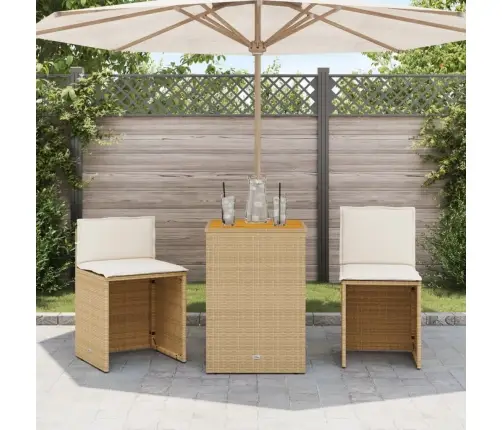 3-Osaline Bistrookomplekt Patjadega, Beež, Polürotang