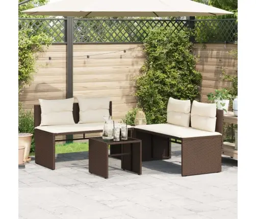 4-Osaline Aiamööblikomplekt Patjadega, Pruun, Polürotang