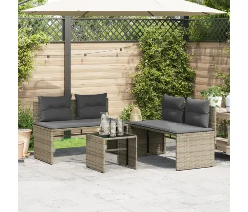 4-Daļīgs Dārza Dīvāna Komplekts Ar Matračiem, Pelēks Pe Pinums Vidaxl