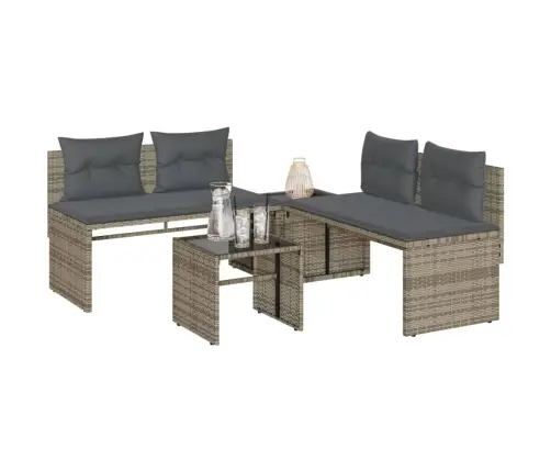 4-Daļīgs Dārza Dīvāna Komplekts Ar Matračiem, Pelēks Pe Pinums Vidaxl