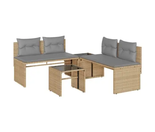 4-Daļīgs Dārza Dīvāna Komplekts, Matrači, Bēša Pe Rotangpalma Vidaxl