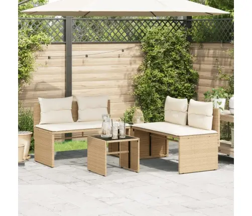 4-Daļīgs Dārza Dīvāna Komplekts, Matrači, Bēša Pe Rotangpalma Vidaxl