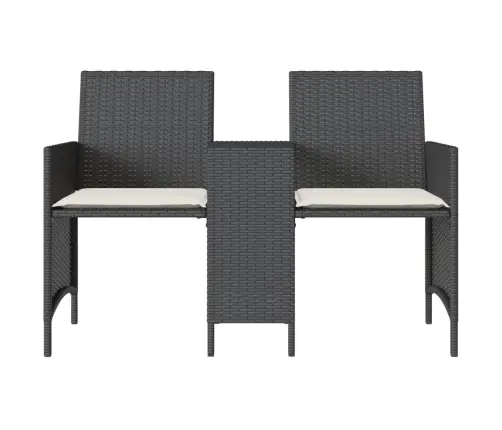 Divvietīgs Dārza Dīvāns Ar Galdiņu Un Soliņiem, Melns, Pe Vidaxl