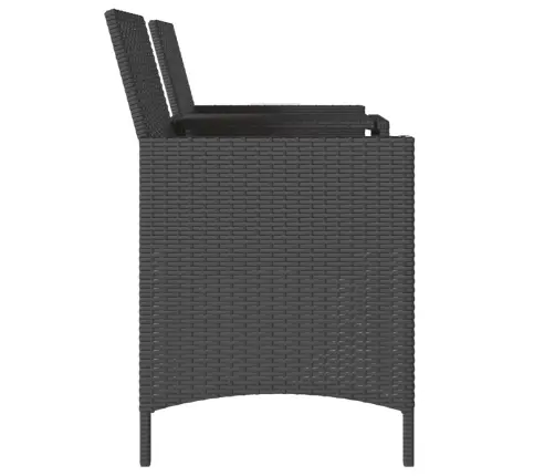 Divvietīgs Dārza Dīvāns Ar Galdiņu Un Soliņiem, Melns, Pe Vidaxl