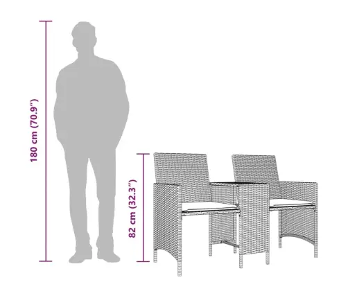 Divvietīgs Dārza Dīvāns Ar Galdiņu Un Soliem, Pelēks, Pe Vidaxl