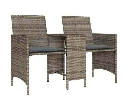 Divvietīgs Dārza Dīvāns Ar Galdiņu Un Soliem, Pelēks, Pe Vidaxl