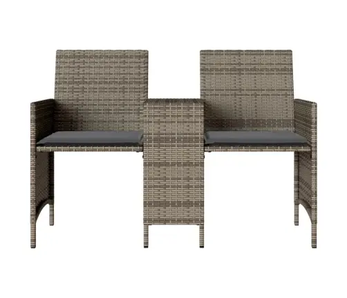 Divvietīgs Dārza Dīvāns Ar Galdiņu Un Soliem, Pelēks, Pe Vidaxl