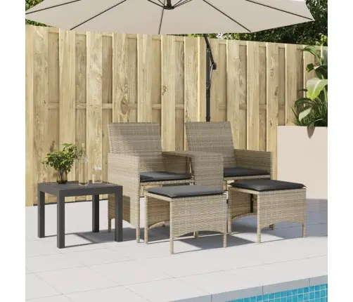 Divvietīgs Dārza Dīvāns Ar Galdu Un Krēsliem, Pelēks, Pe Vidaxl