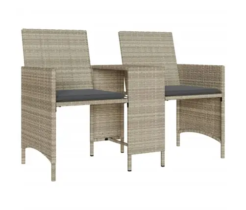 Divvietīgs Dārza Dīvāns Ar Galdu Un Krēsliem, Pelēks, Pe Vidaxl