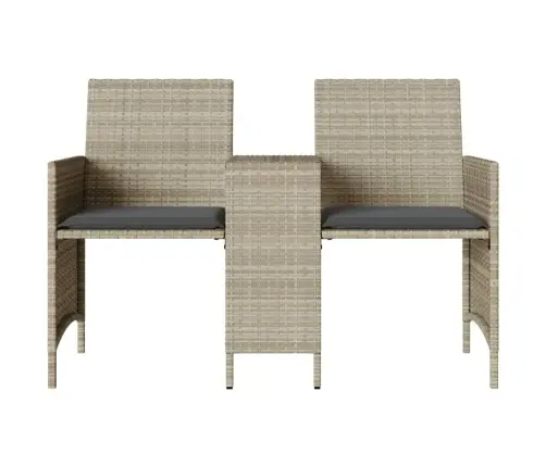 Divvietīgs Dārza Dīvāns Ar Galdu Un Krēsliem, Pelēks, Pe Vidaxl