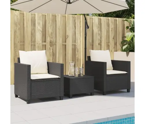 Bistro Komplektas Su Pagalvėlėmis, 3 Dalių, Juodas, Poliratanas