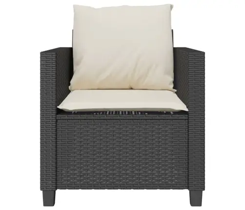 Bistro Komplektas Su Pagalvėlėmis, 3 Dalių, Juodas, Poliratanas