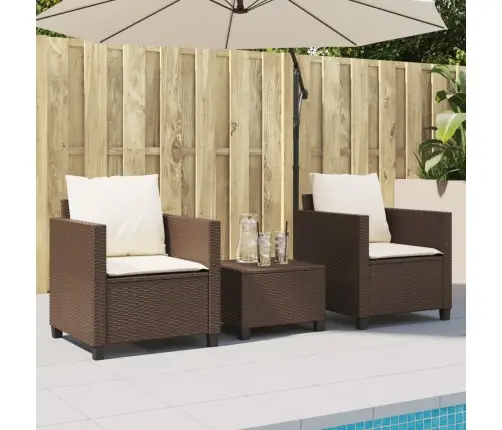 Bistro Komplektas Su Pagalvėlėmis, 3 Dalių, Rudas, Poliratanas