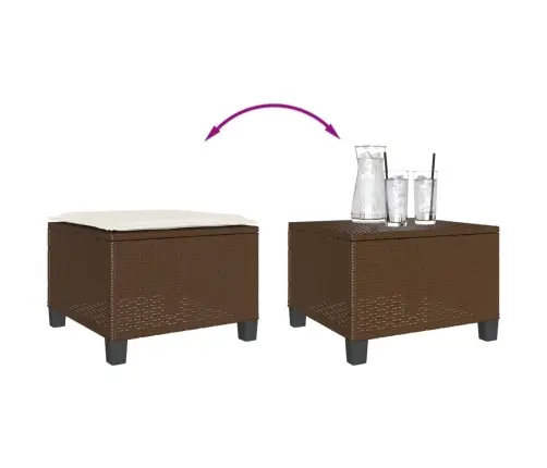 Bistro Komplektas Su Pagalvėlėmis, 3 Dalių, Rudas, Poliratanas