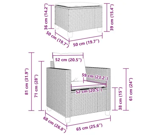 Bistro Komplektas Su Pagalvėlėmis, 3 Dalių, Rudas, Poliratanas