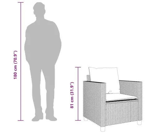 3-Daļīgs Bistro Mēbeļu Komplekts, Matrači,Pelēka Pe Rotangpalma Vidaxl