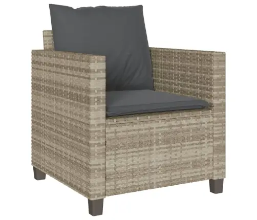 3-Daļīgs Bistro Mēbeļu Komplekts, Matrači,Pelēka Pe Rotangpalma Vidaxl