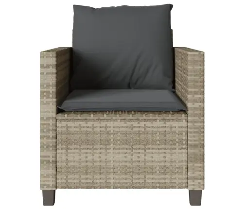 3-Daļīgs Bistro Mēbeļu Komplekts, Matrači,Pelēka Pe Rotangpalma Vidaxl