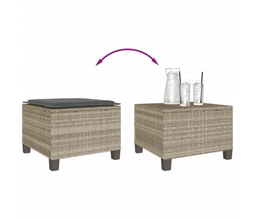 3-Daļīgs Bistro Mēbeļu Komplekts, Matrači,Pelēka Pe Rotangpalma Vidaxl