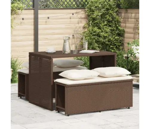 3-Daļīgs Dārza Mēbeļu Komplekts, Matrači, Brūna Pe Rotangpalma Vidaxl