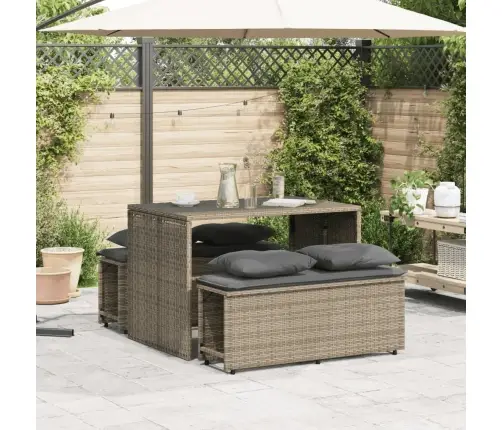 3-Daļīgs Dārza Mēbeļu Komplekts, Matrači, Pelēka Pe Rotangpalma Vidaxl