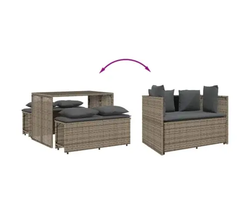 3-Daļīgs Dārza Mēbeļu Komplekts, Matrači, Pelēka Pe Rotangpalma Vidaxl