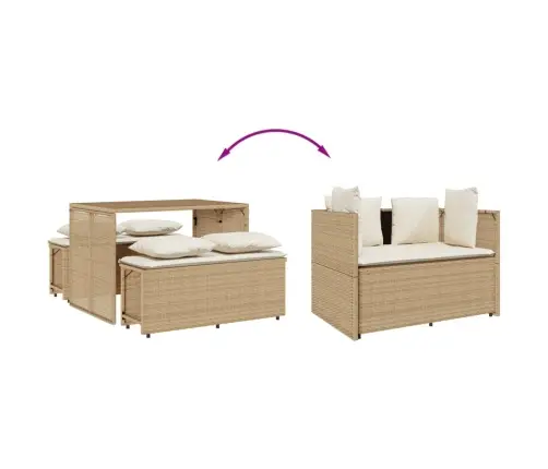 3-Osaline Aiamööbli Komplekt Patjadega, Beež, Polürotang