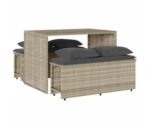 3-Daļīgs Dārza Mēbeļu Komplekts, Matrači,Gaiši Pelēka Pe Pinums Vidaxl