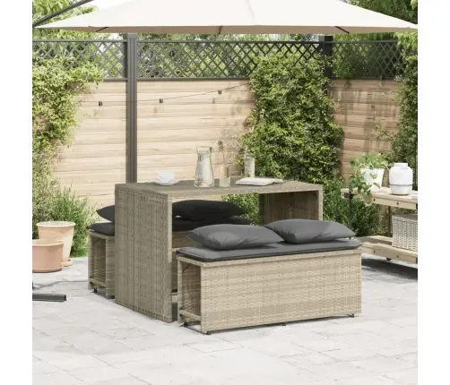 3-Daļīgs Dārza Mēbeļu Komplekts, Matrači,Gaiši Pelēka Pe Pinums Vidaxl