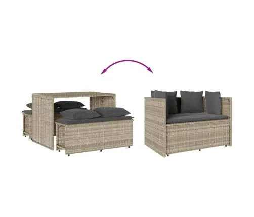 3-Daļīgs Dārza Mēbeļu Komplekts, Matrači,Gaiši Pelēka Pe Pinums Vidaxl