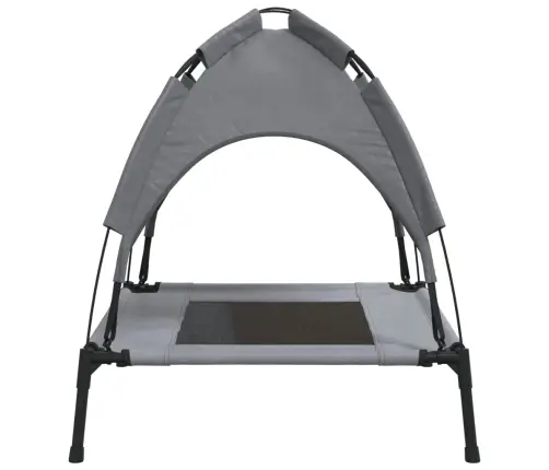 Suņu Gulta Ar Jumtu, Pelēka, Oksfordas Audums Un Tērauds Vidaxl