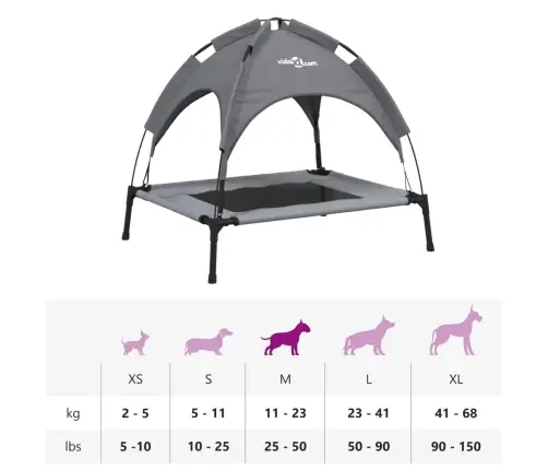 Suņu Gulta Ar Jumtu, Pelēka, Oksfordas Audums Un Tērauds Vidaxl