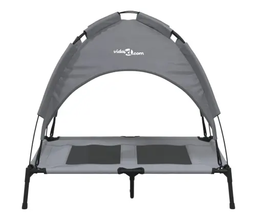 Suņu Gulta Ar Jumtu, Pelēka, Oksfordas Audums Un Tērauds Vidaxl