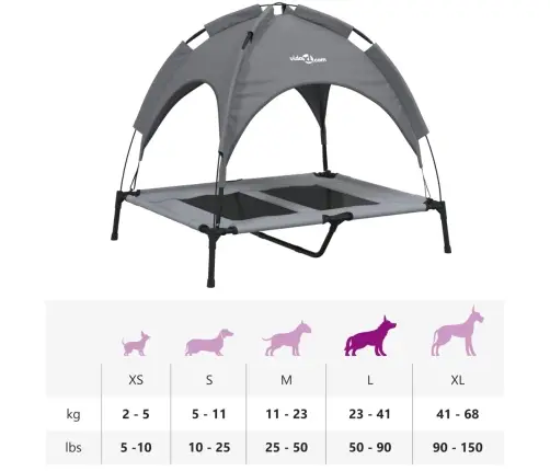 Suņu Gulta Ar Jumtu, Pelēka, Oksfordas Audums Un Tērauds Vidaxl