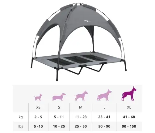 Suņu Gulta Ar Jumtu, Pelēka, Oksfordas Audums Un Tērauds Vidaxl