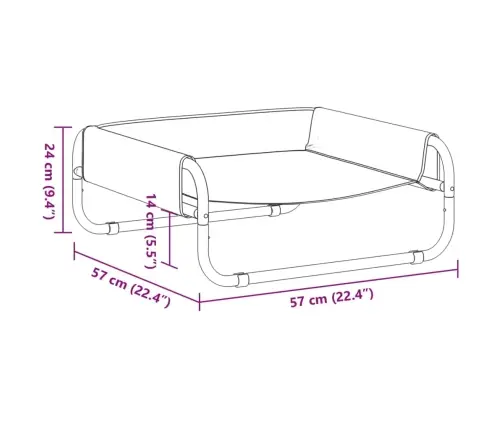 Pakelta Lova Šunims, Antracito, Oksfordo Audinys Ir Plienas