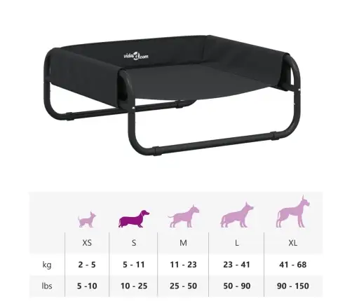 Pakelta Lova Šunims, Antracito, Oksfordo Audinys Ir Plienas