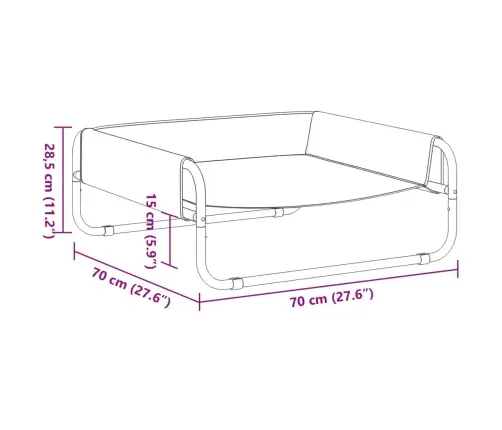 Pakelta Lova Šunims, Antracito, Oksfordo Audinys Ir Plienas