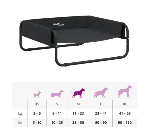 Pakelta Lova Šunims, Antracito, Oksfordo Audinys Ir Plienas