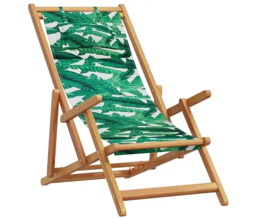 Saliekams Pludmales Krēsls, Eikalipta Masīvkoks, Audums Vidaxl