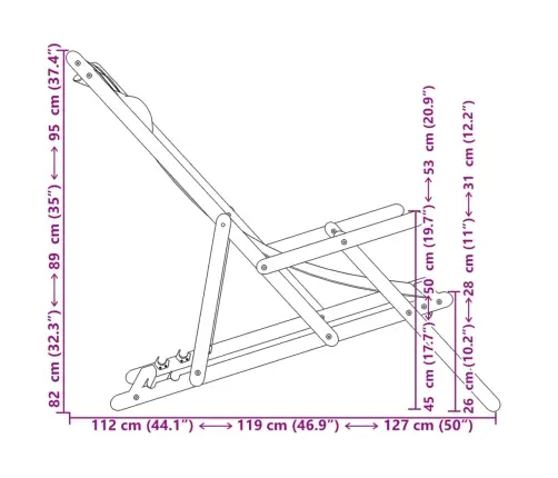 Saliekams Pludmales Krēsls, Eikalipta Masīvkoks, Audums Vidaxl