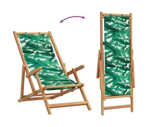 Saliekams Pludmales Krēsls, Eikalipta Masīvkoks, Audums Vidaxl