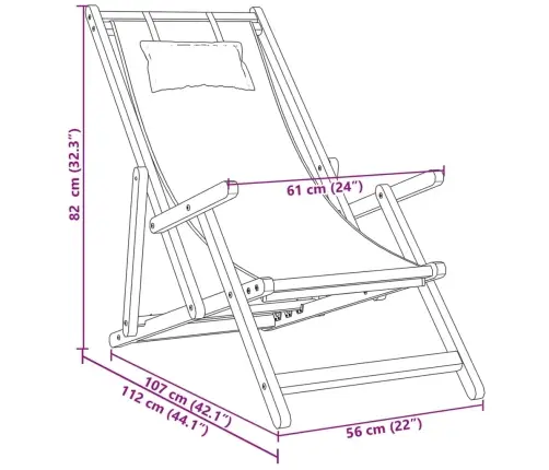 Saliekams Pludmales Krēsls, Eikalipta Masīvkoks, Audums Vidaxl