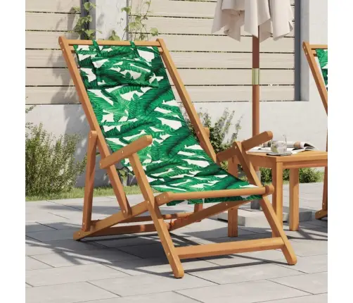 Saliekams Pludmales Krēsls, Eikalipta Masīvkoks, Audums Vidaxl