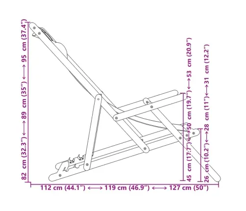 Saliekams Pludmales Krēsls, Eikalipta Masīvkoks, Audums Vidaxl