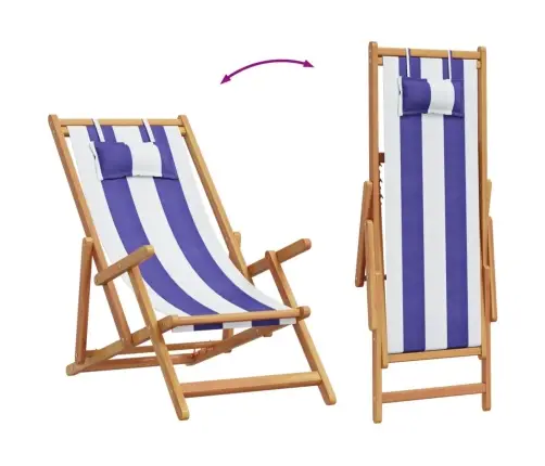 Saliekams Pludmales Krēsls, Eikalipta Masīvkoks, Audums Vidaxl