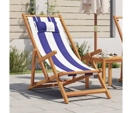 Saliekams Pludmales Krēsls, Eikalipta Masīvkoks, Audums Vidaxl