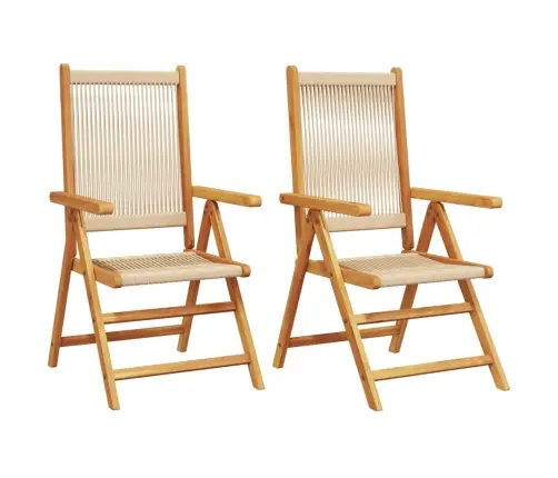 Dārza Krēsli, 2 Gab., Akācijas Koks, Bēšs, Polipropilēns Vidaxl