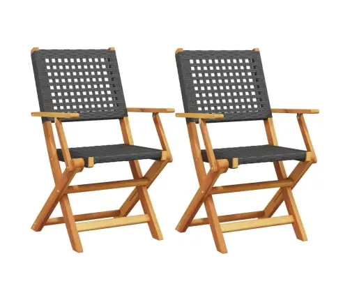 Dārza Krēsli, 2 Gab., Akācijas Koks, Melna Pe Rotangpalma Vidaxl