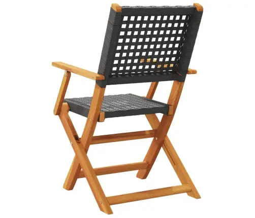 Dārza Krēsli, 2 Gab., Akācijas Koks, Melna Pe Rotangpalma Vidaxl